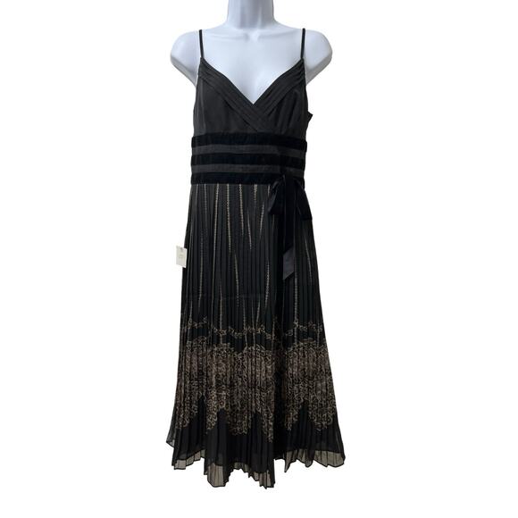 VTG Ann Taylor Velvet Trim Midi Dress Size 4 Black Y2K Fairy Grunge Whimsigoth - Picture 1 of 8